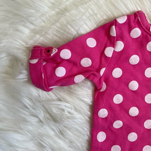 🔴EUC Carter’s Baby Girl Pink & White Polkadot Button Sleeve Onesie SZ 3m💕 - Picture 4 of 10